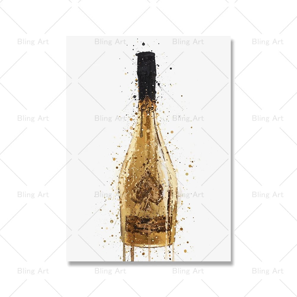 Fashion Lips and Champagne Canvas: Pink Pineapple, Golden Balloon Dog Wall Art for Dorm and Living Room Decor Picture 2 / A4 21x30cm no frame