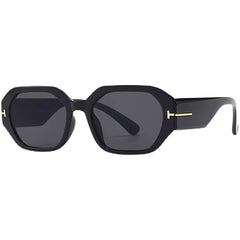 Fashion Square T-Frame Sunglasses Black Black/Gray / Resin