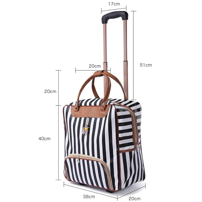 Fashion Women's Travel Luggage Trolley Bag with Wheels - Business Boarding, Rolling Suitcase