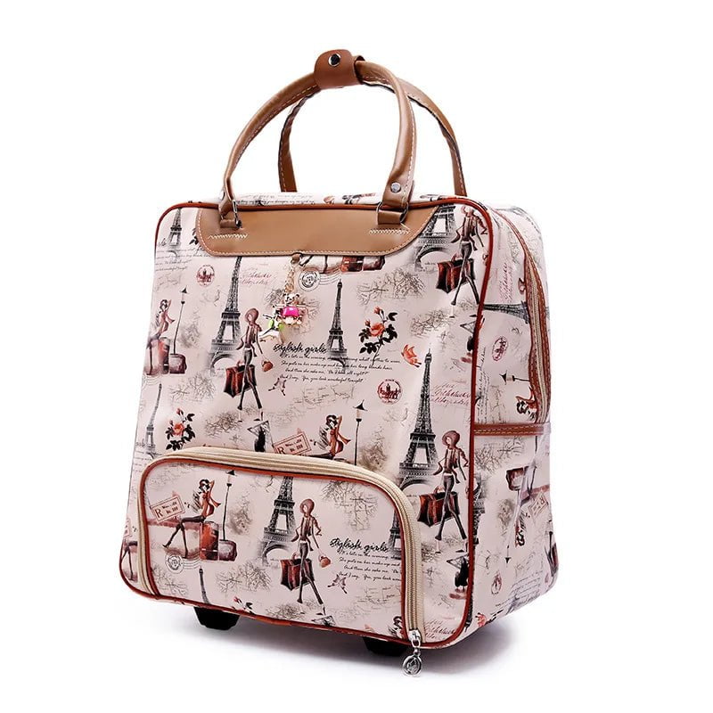 Fashion Women's Travel Trolley Bag with Wheels - Business Boarding Rolling Suitcase