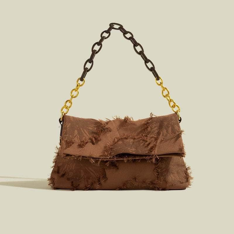 Fashionable Fringed Shoulder Bag Brown