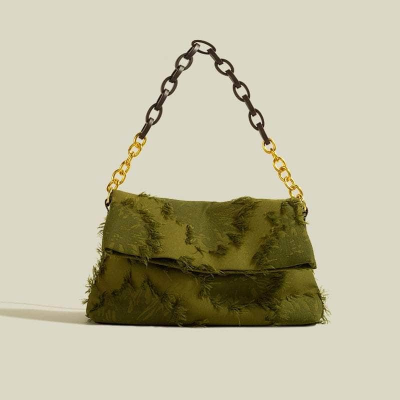 Fashionable Fringed Shoulder Bag Green