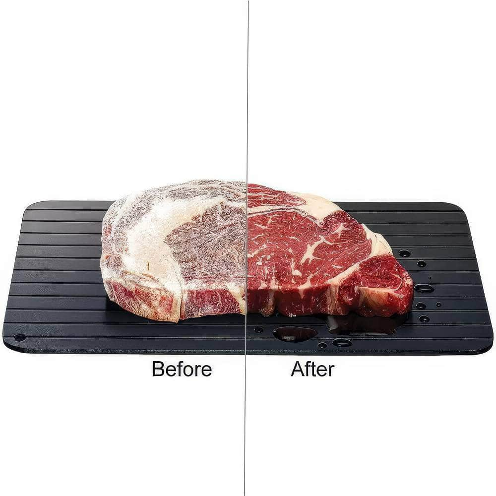 Fast Defrosting Tray - Aluminium Alloy Thaw Food Defrosting Tray, Frozen Meat Fish Food Tray with Brush, Meat Tools 35.5x20.5x0.2cm