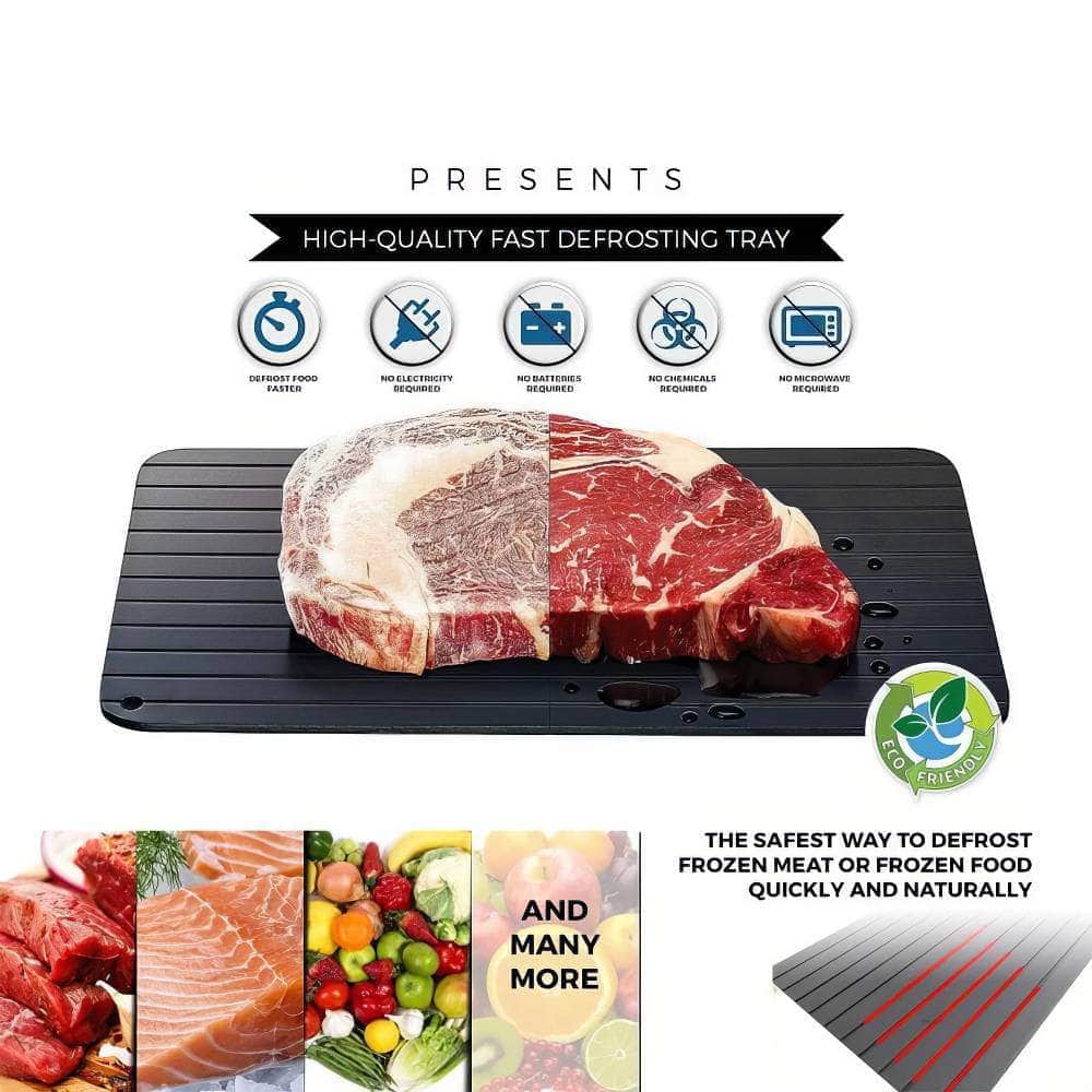 Fast Defrosting Tray - Aluminium Alloy Thaw Food Defrosting Tray, Frozen Meat Fish Food Tray with Brush, Meat Tools