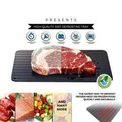 Fast Defrosting Tray - Aluminium Alloy Thaw Food Defrosting Tray, Frozen Meat Fish Food Tray with Brush, Meat Tools