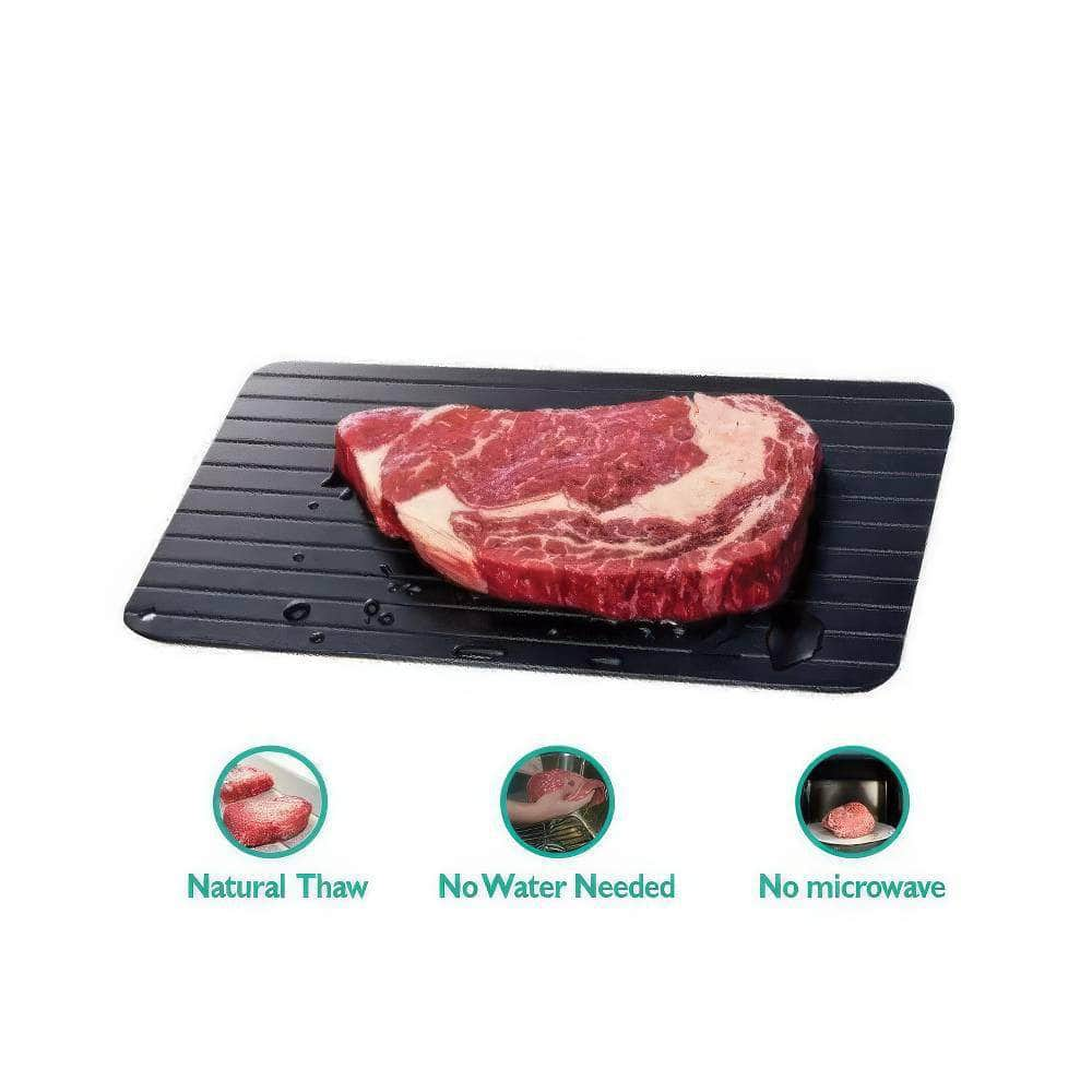 Fast Defrosting Tray - Aluminium Alloy Thaw Food Defrosting Tray, Frozen Meat Fish Food Tray with Brush, Meat Tools