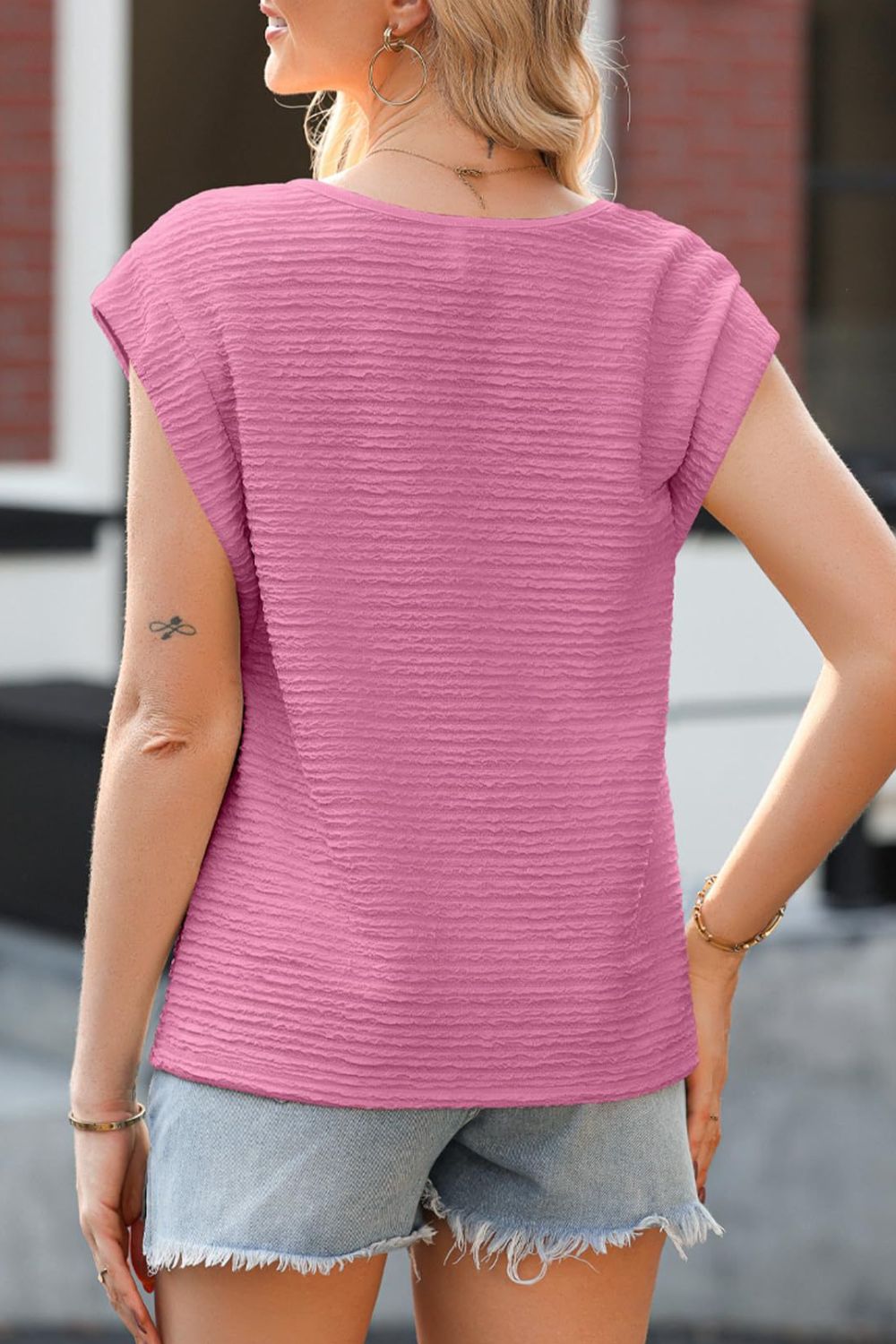 Asymmetrical Neck Short Sleeve Top