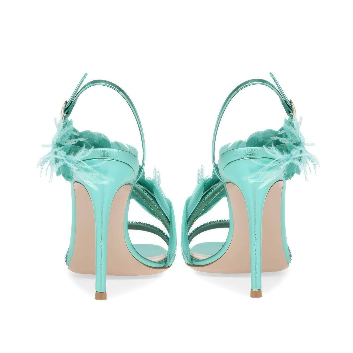 Feather Decorative Peep Toe Heels