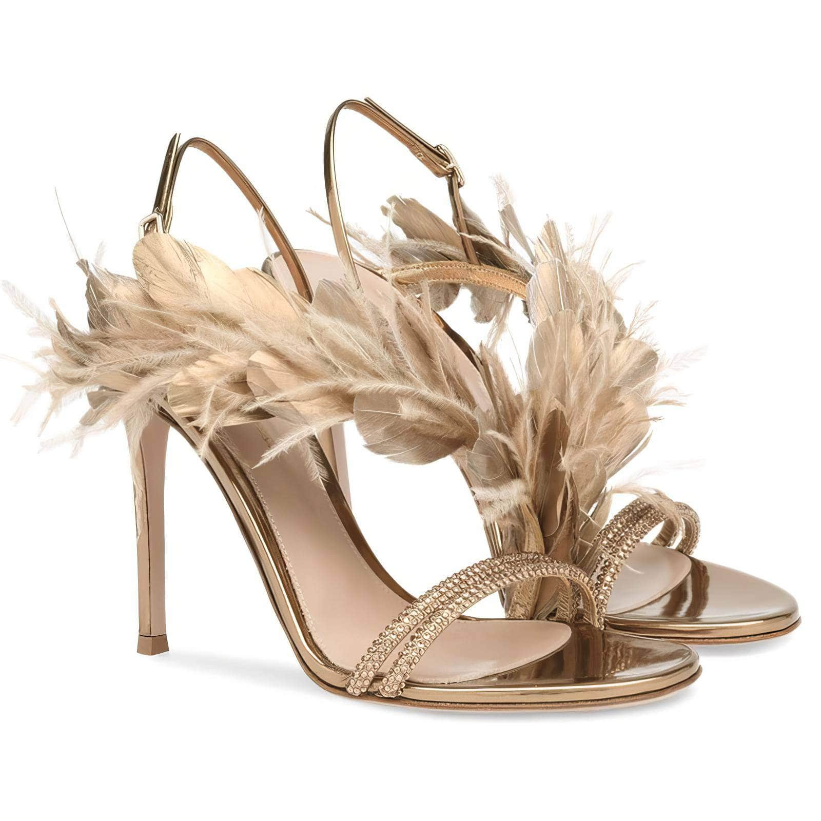 Feather Decorative Peep Toe Heels