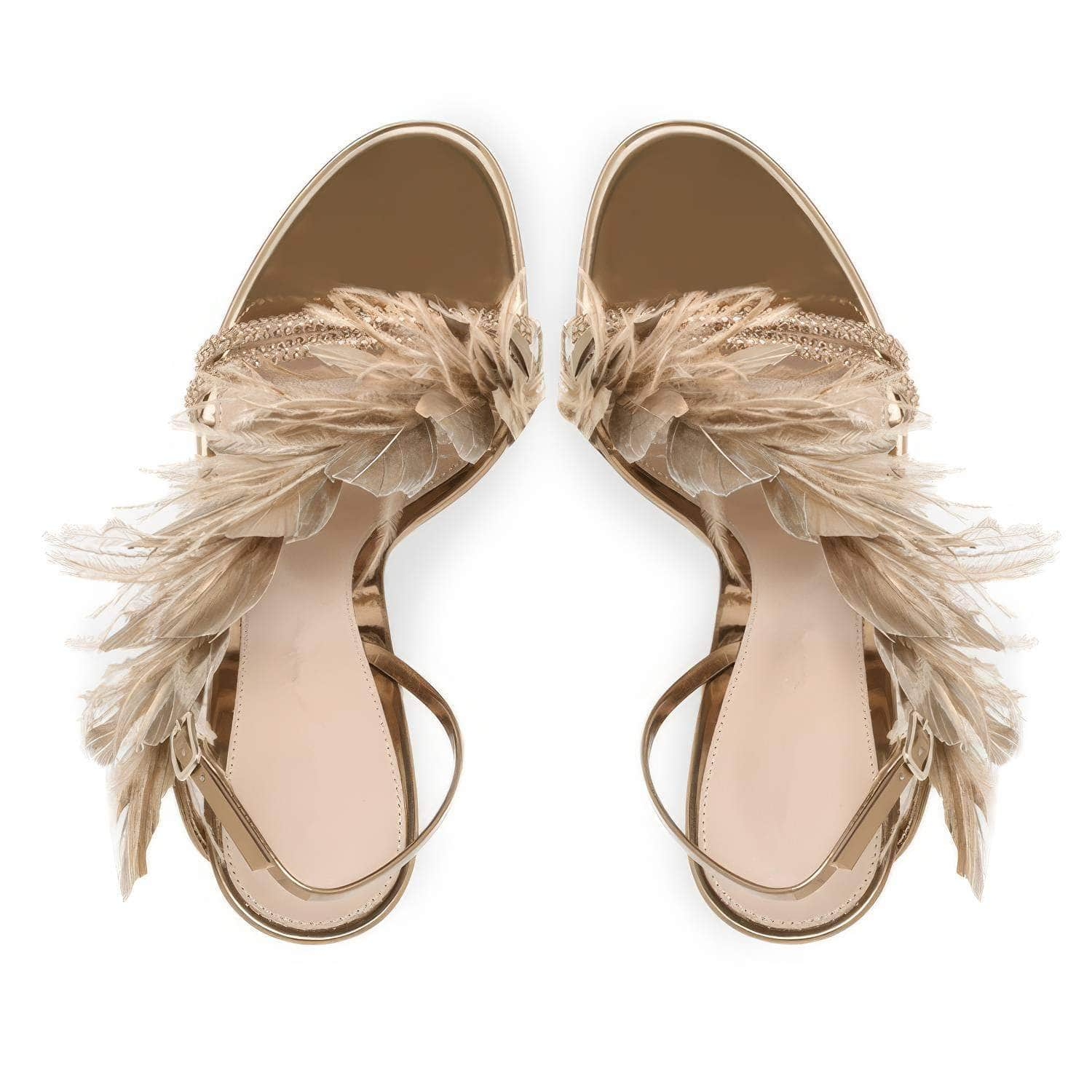 Feather Decorative Peep Toe Heels