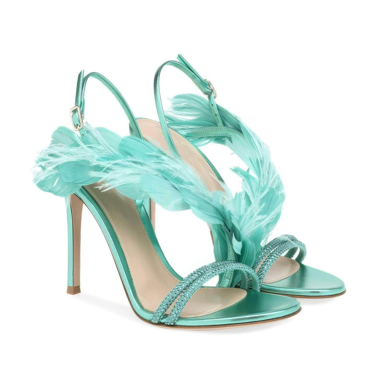 Feather Decorative Peep Toe Heels