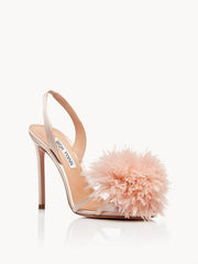 Feather Detailed Silk Sandal High Heels