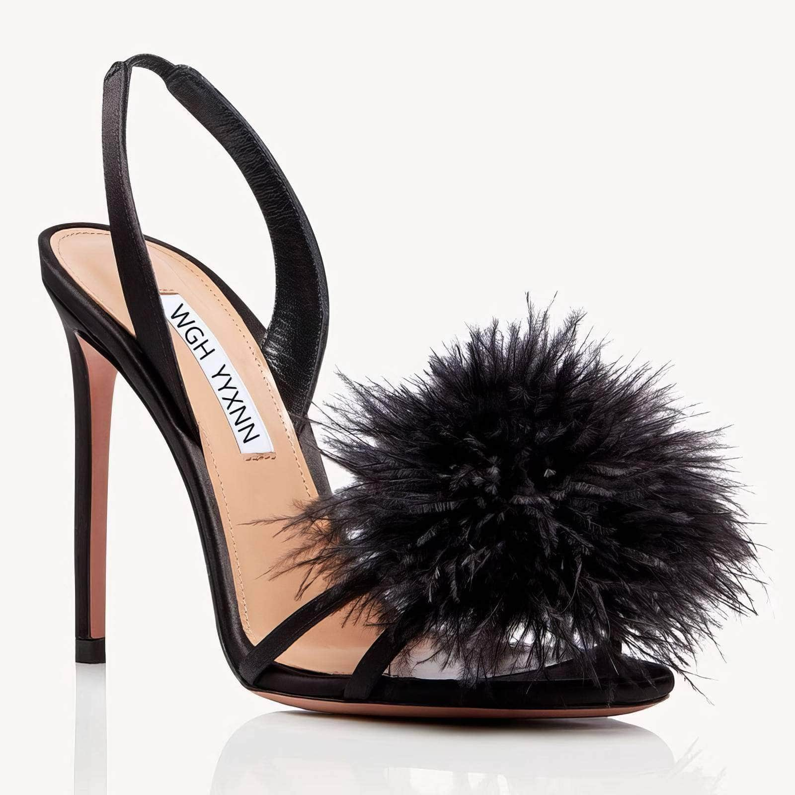 Feather Detailed Silk Sandal High Heels