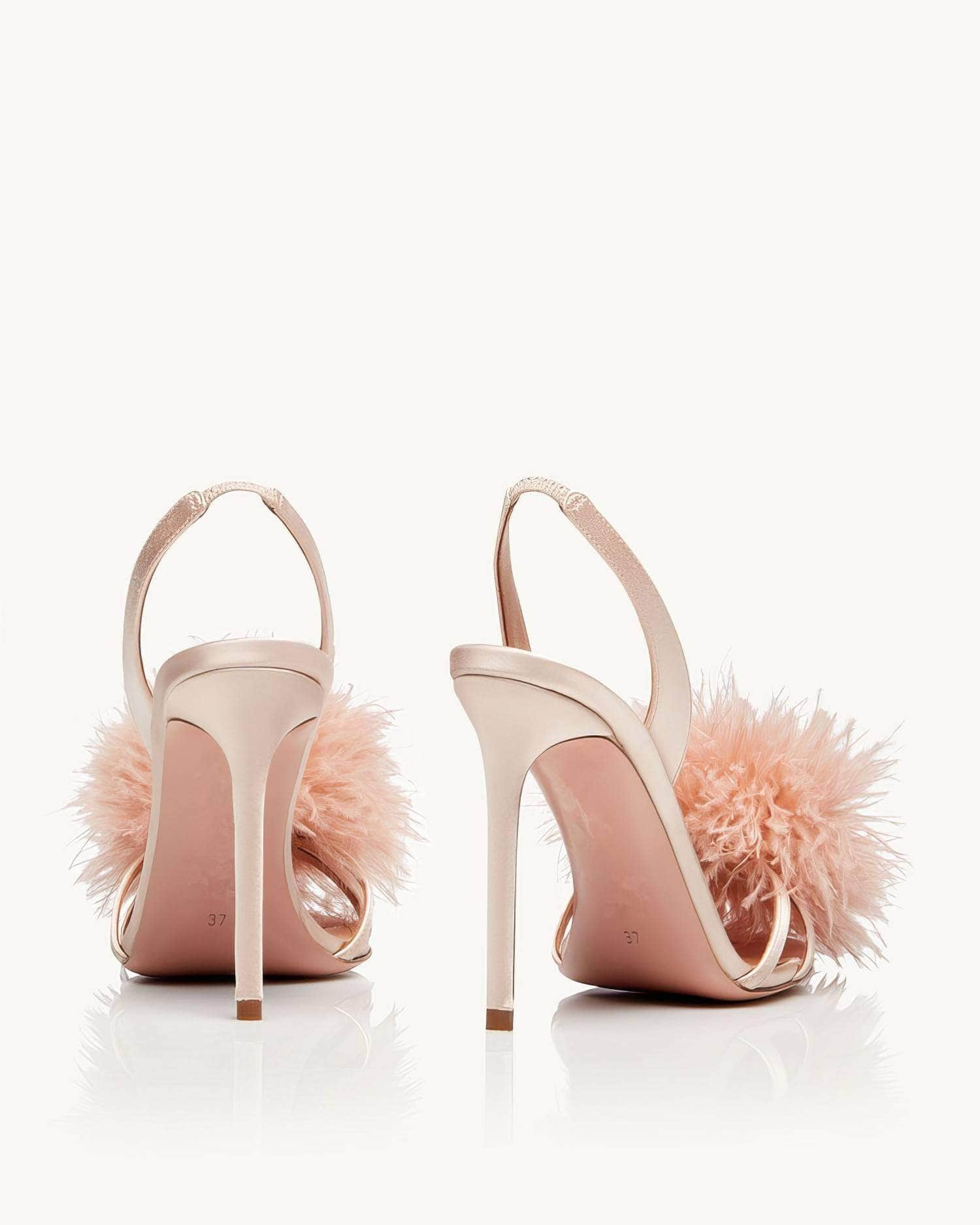 Feather Detailed Silk Sandal High Heels