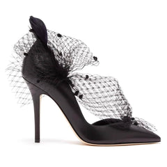 Feather Point Toe Party Banquet Heels EU 33 / Black / 7.5CM