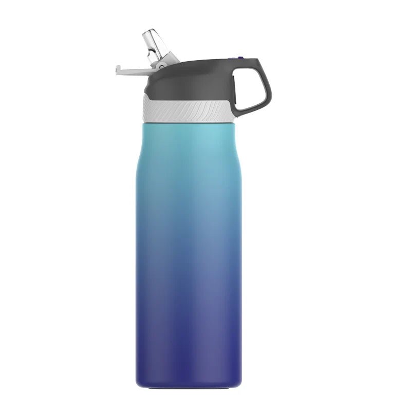 FEIJIAN Insulated Water Bottle with Straw Lid - Double Wall Thermos, Stainless Steel, Keeps Hot and Cold for School, Sports, Travel Gradient Blue 710ml / 550-710ml / CHINA