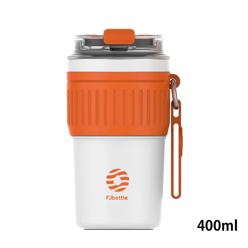 FEIJIAN Stainless Steel Coffee Tumbler - Portable Travel Mug with Lifting Rope, Leak-Proof, Non-Slip - 500ml/400ml orange400 / 330-500ml