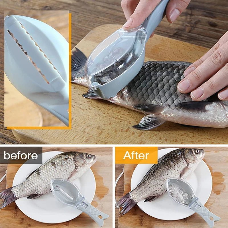 Fish Scaler - Fast Fish Scale Remover, No Mess Fish Descaler Tool, Skin Brush Scraping Cleaning Peeler Scraper