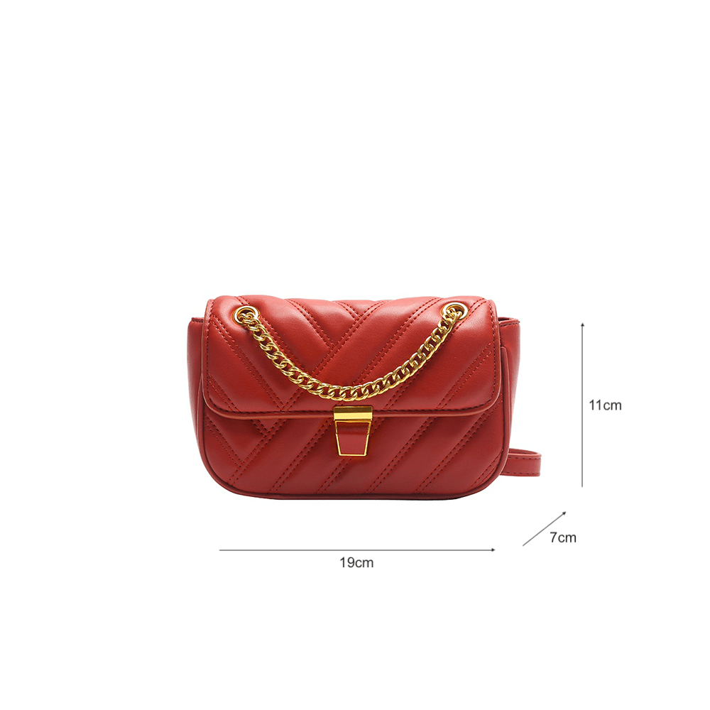 Flap Over Gold Chain Quilted Crossbody Bag