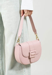 Flap-Top Saddle Bag with Intricate Buckle Detailing