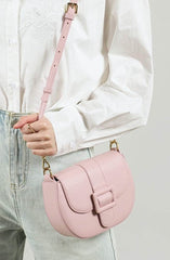 Flap-Top Saddle Bag with Intricate Buckle Detailing