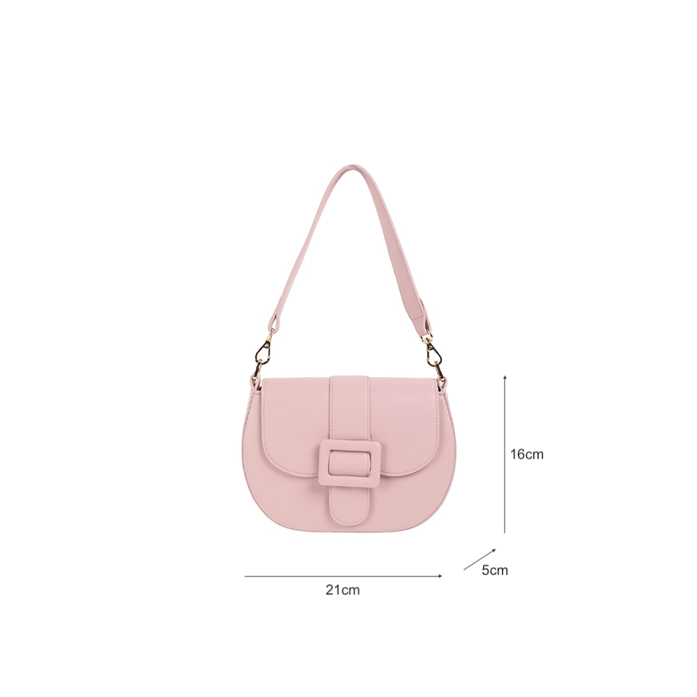 Flap-Top Saddle Bag with Intricate Buckle Detailing