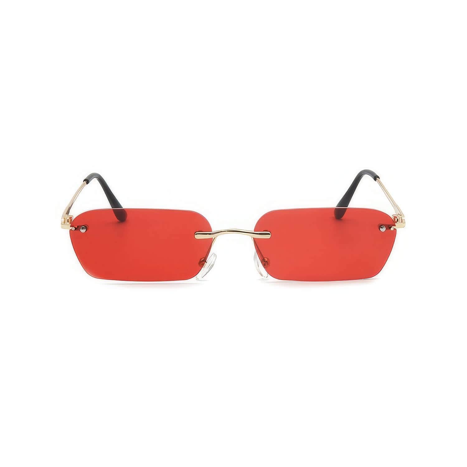 Flat Top Square Sunglasses Red/Gold / Resin