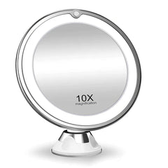 Flexible 10x Magnifying Mirror LED LightingTouch Screen Portable Dressing Table Makeup Dry Battery WHITE