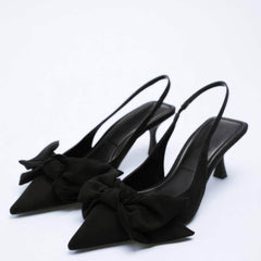 Floral Decorated Slide Sandal Heels EU 34 / Black / 7CM