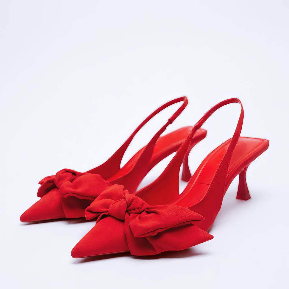 Floral Decorated Slide Sandal Heels EU 34 / Red / 7CM