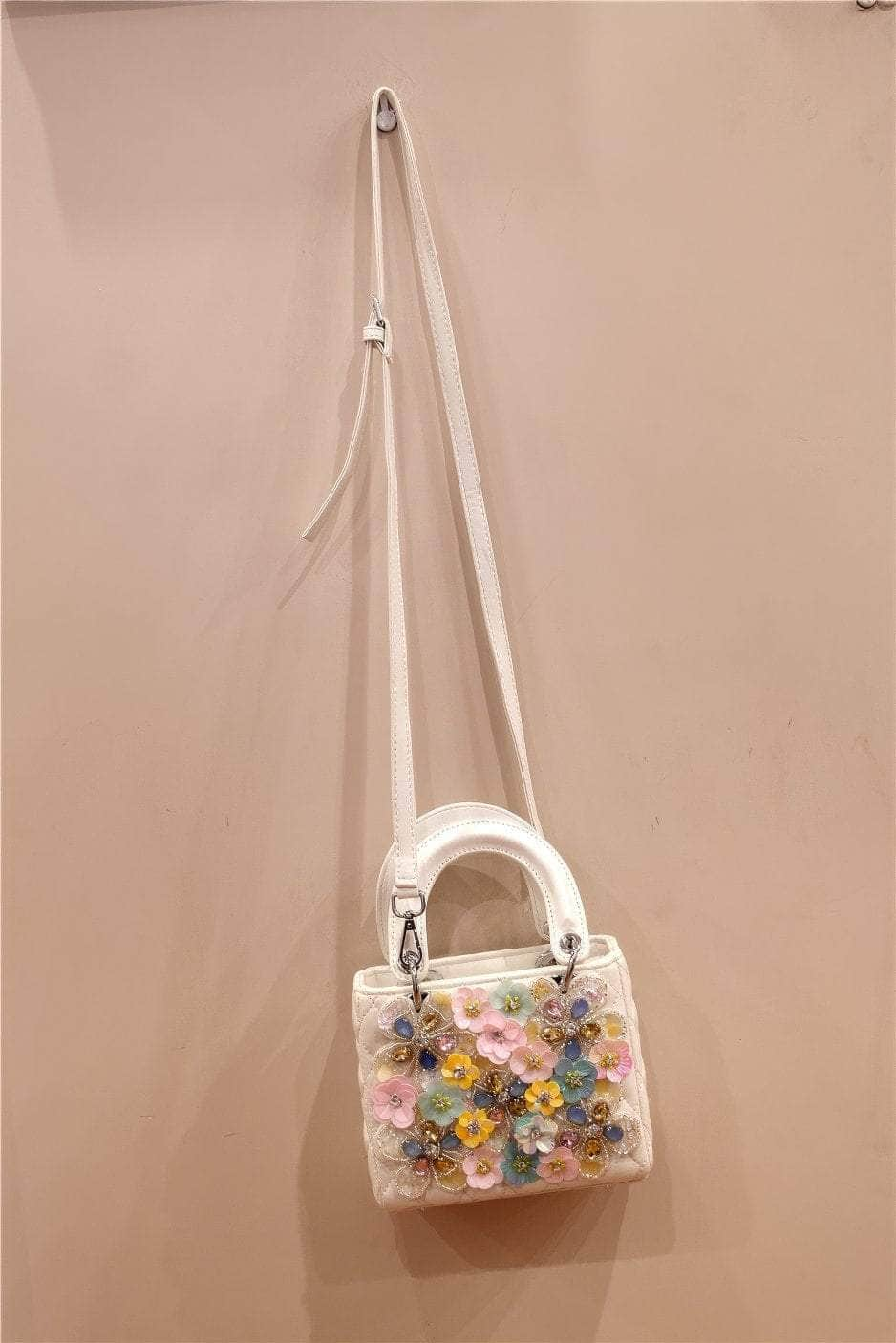 Floral Decorated Top Handle Handbag