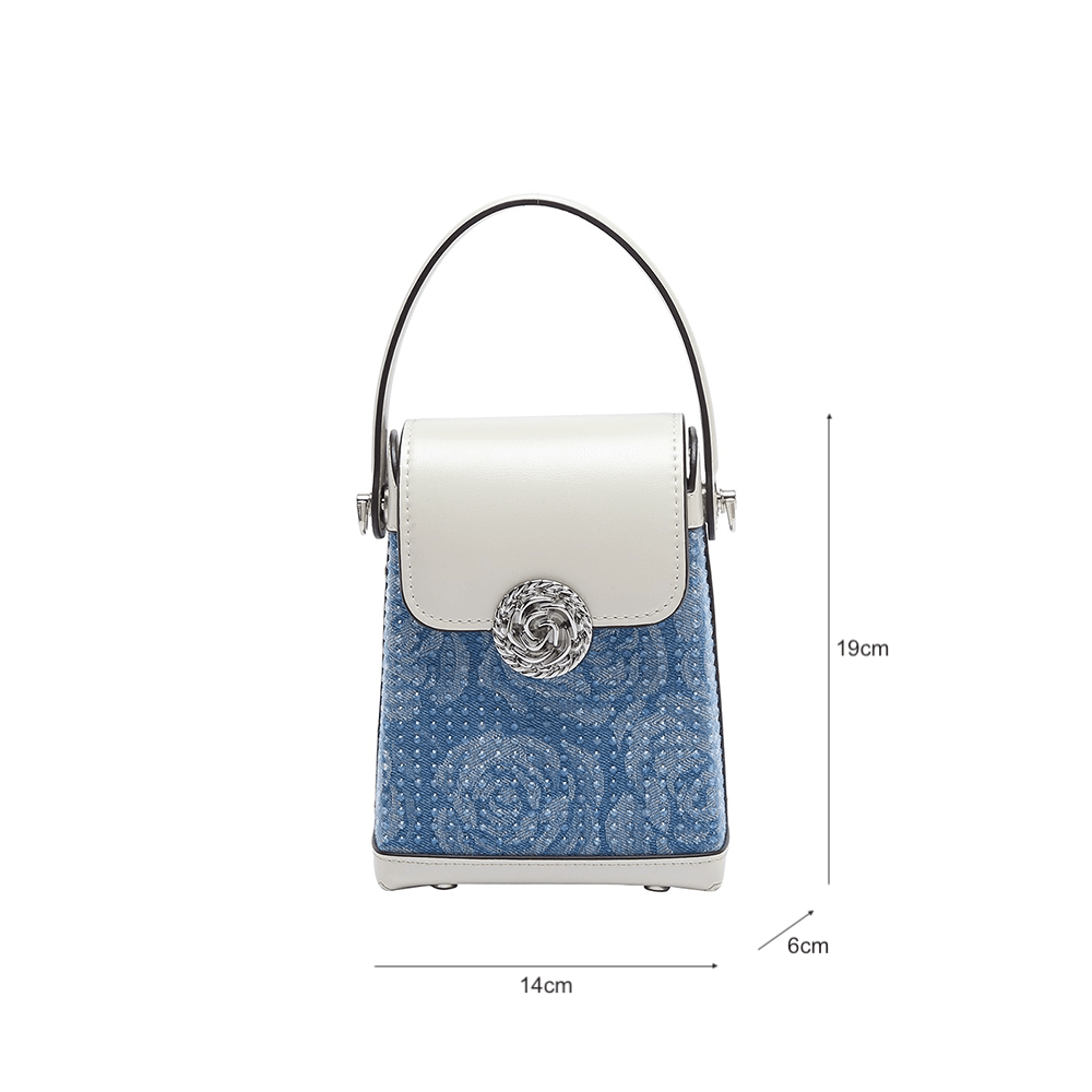 Floral Embellished Cube Top Handle Bag