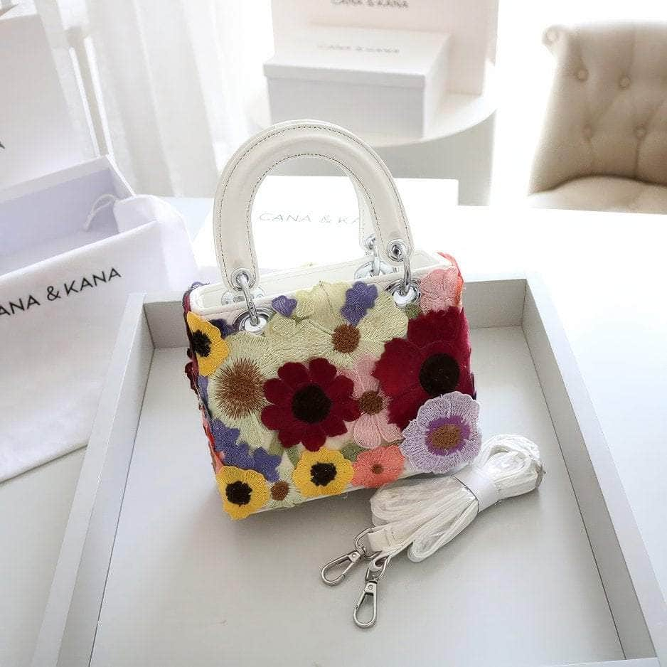 Floral Embroidered Multicolor Handbag Multicolor