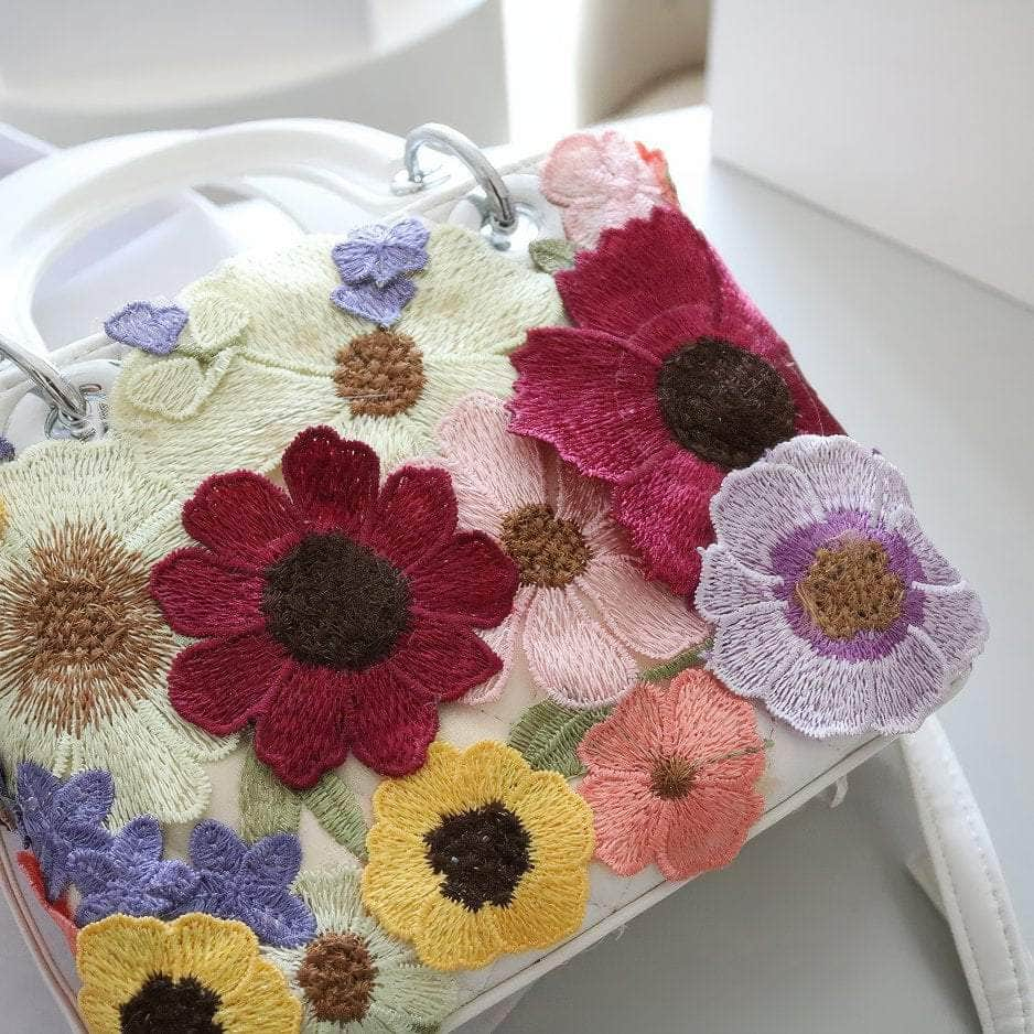 Floral Embroidered Multicolor Handbag Multicolor