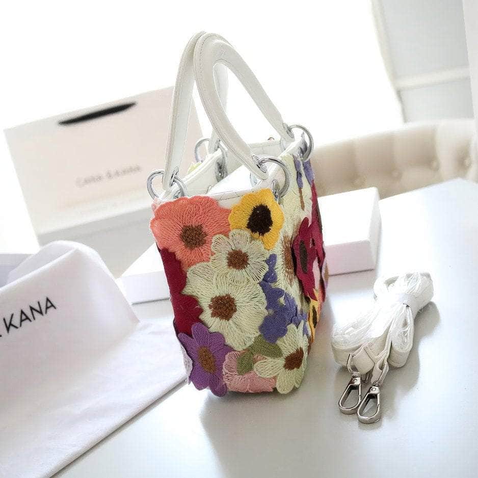Floral Embroidered Multicolor Handbag Multicolor