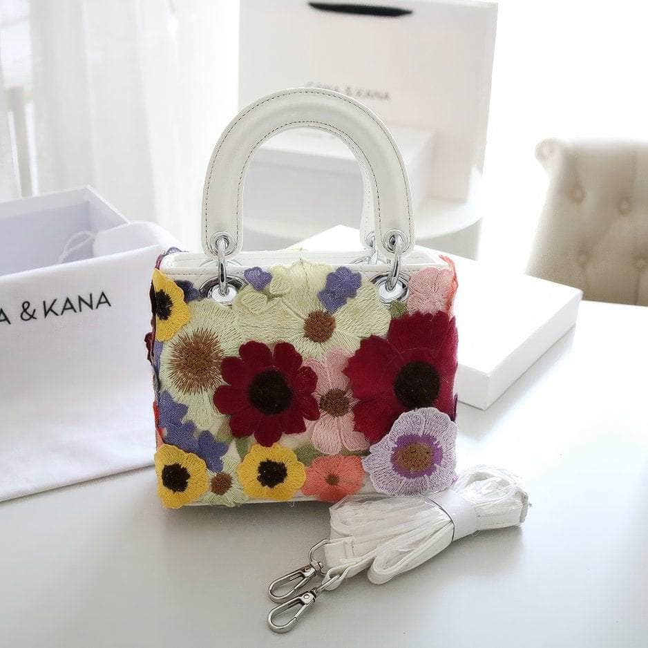 Floral Embroidered Multicolor Handbag Multicolor