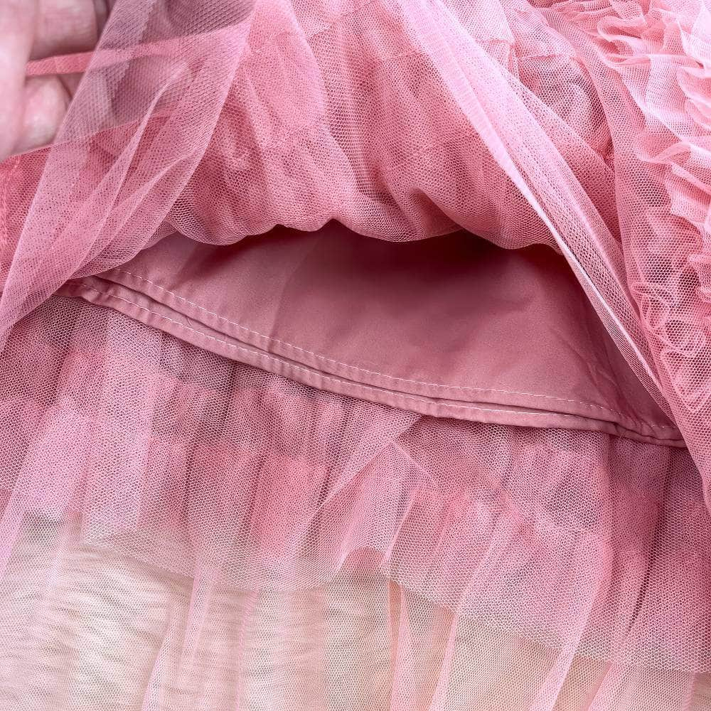 Floral Layered Ruffled Tulle Skirt