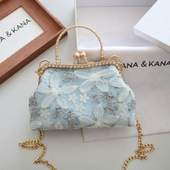 Floral Pattern Paved Crystal Purse