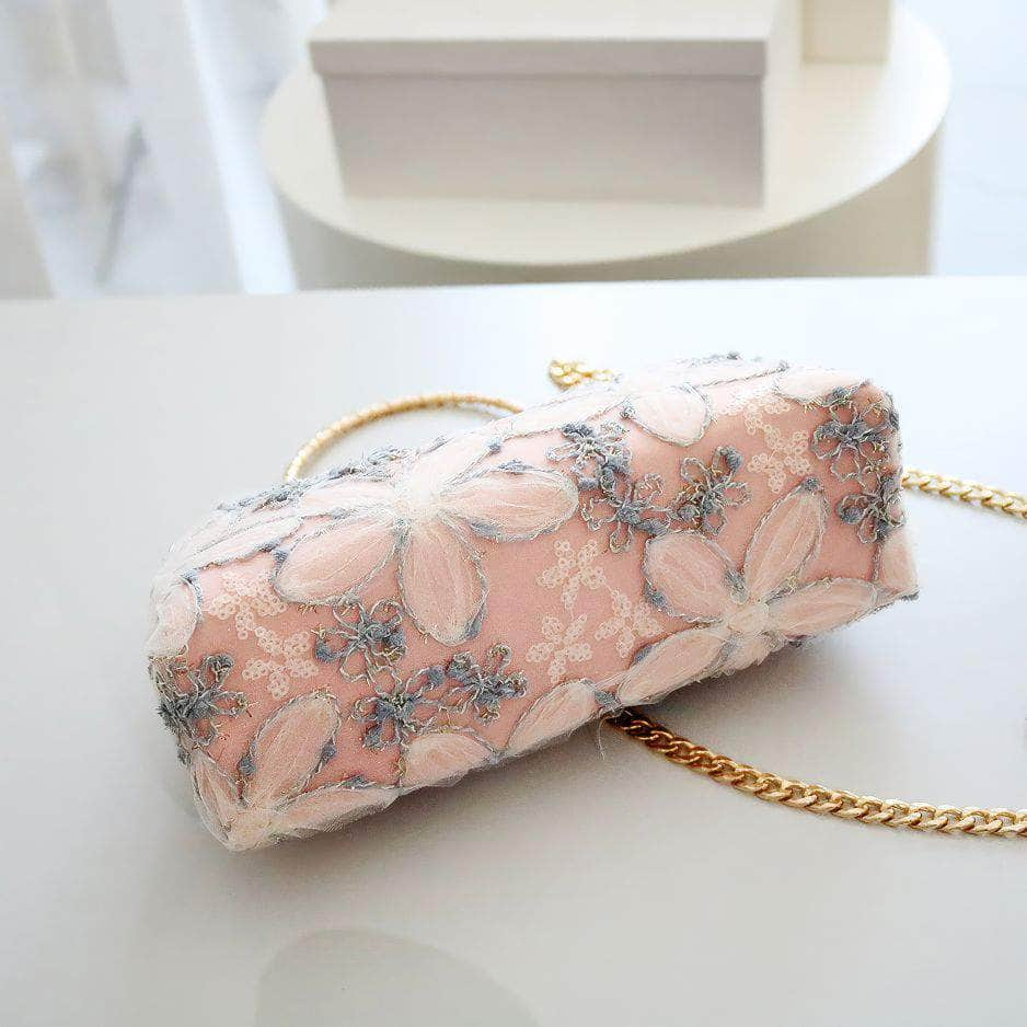 Floral Pattern Paved Crystal Purse