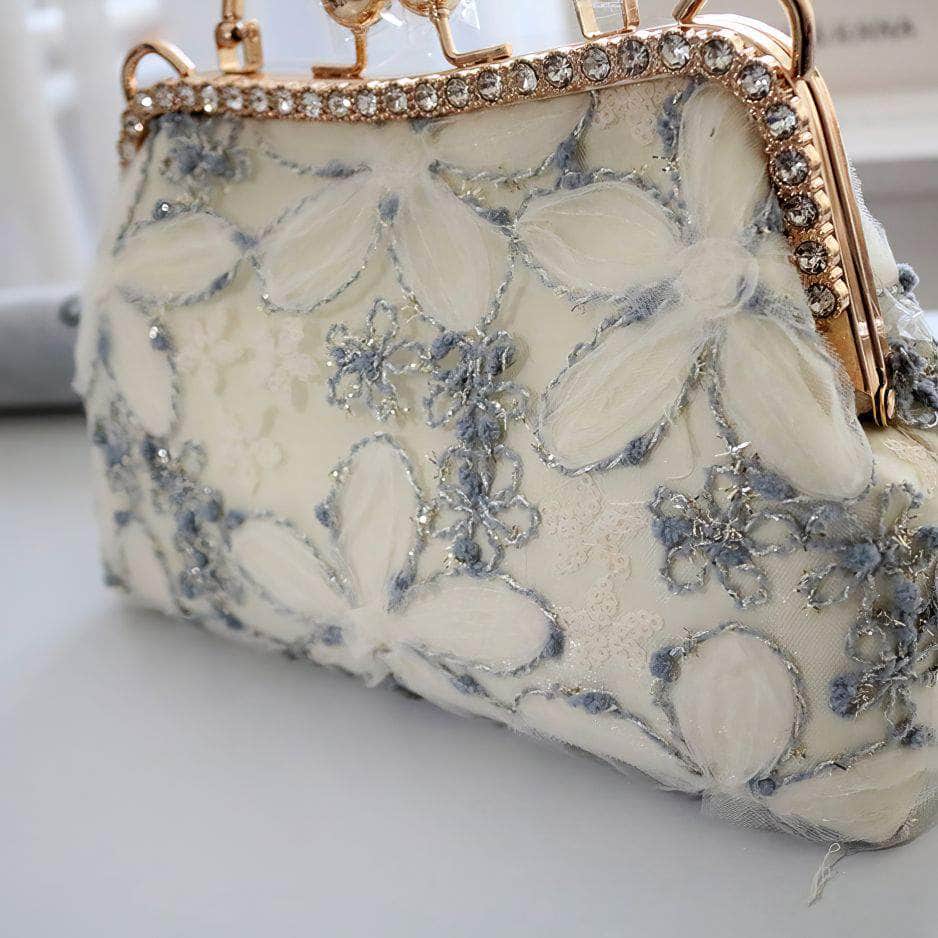 Floral Pattern Paved Crystal Purse