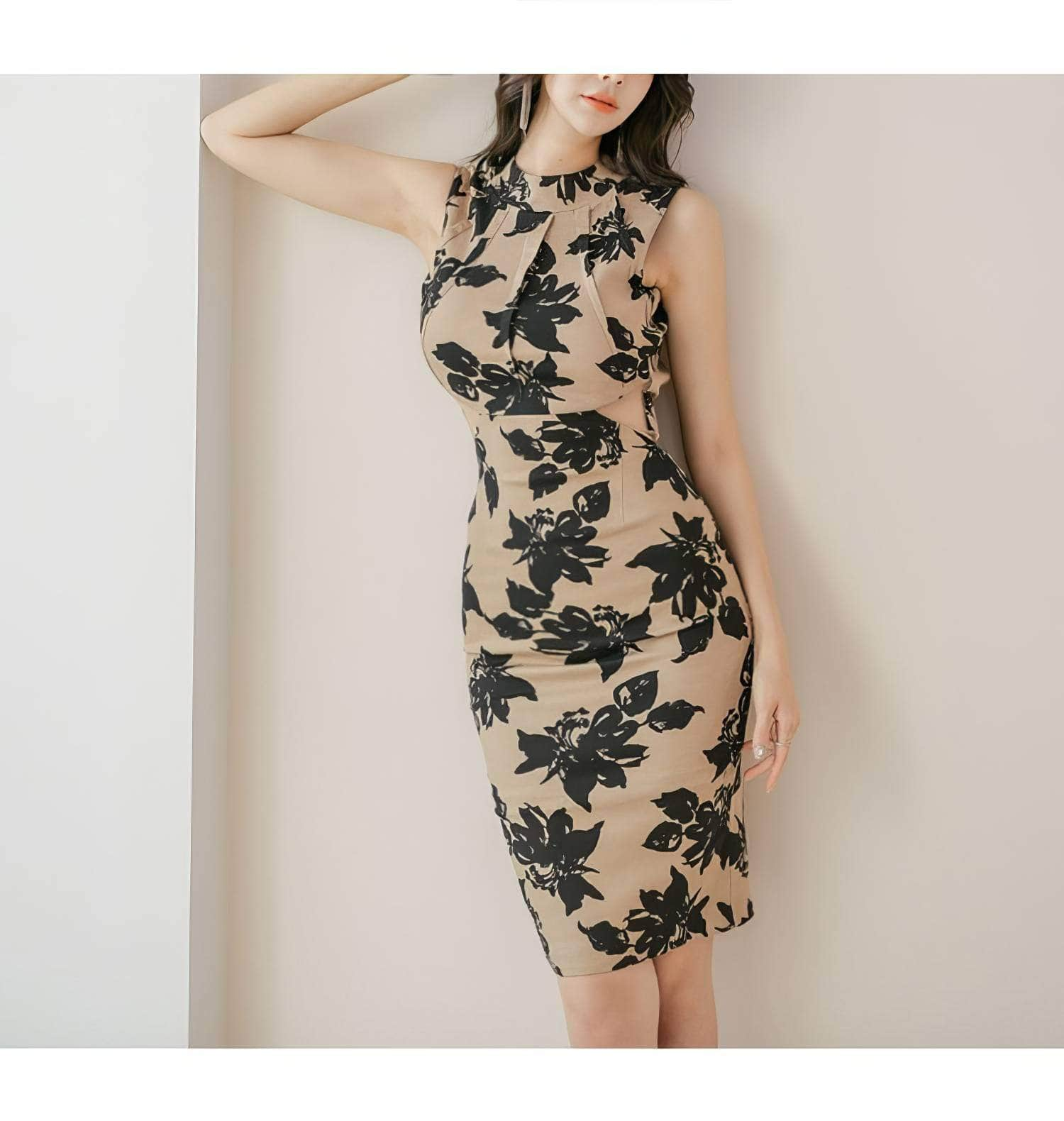 Floral Print Open Back Knot Tie Dress