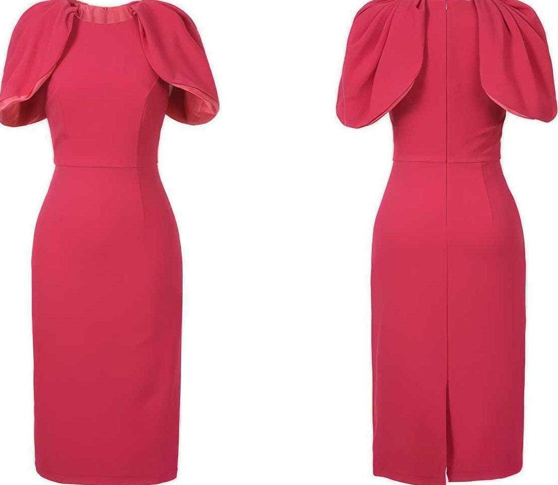 Flutter Sleeves Sheath Midi Dress