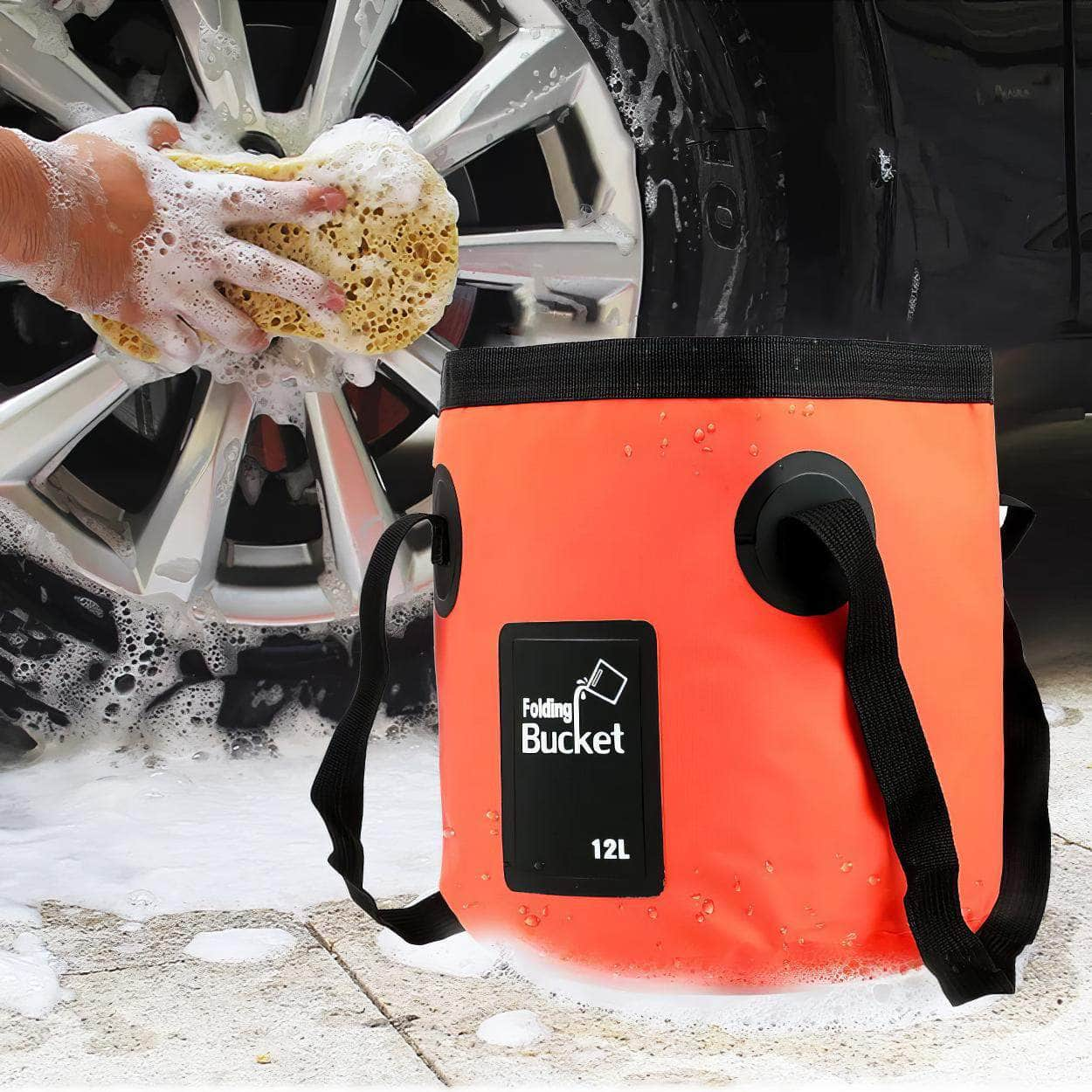 Folding Car Washer Bucket, 12L Capacity, Portable