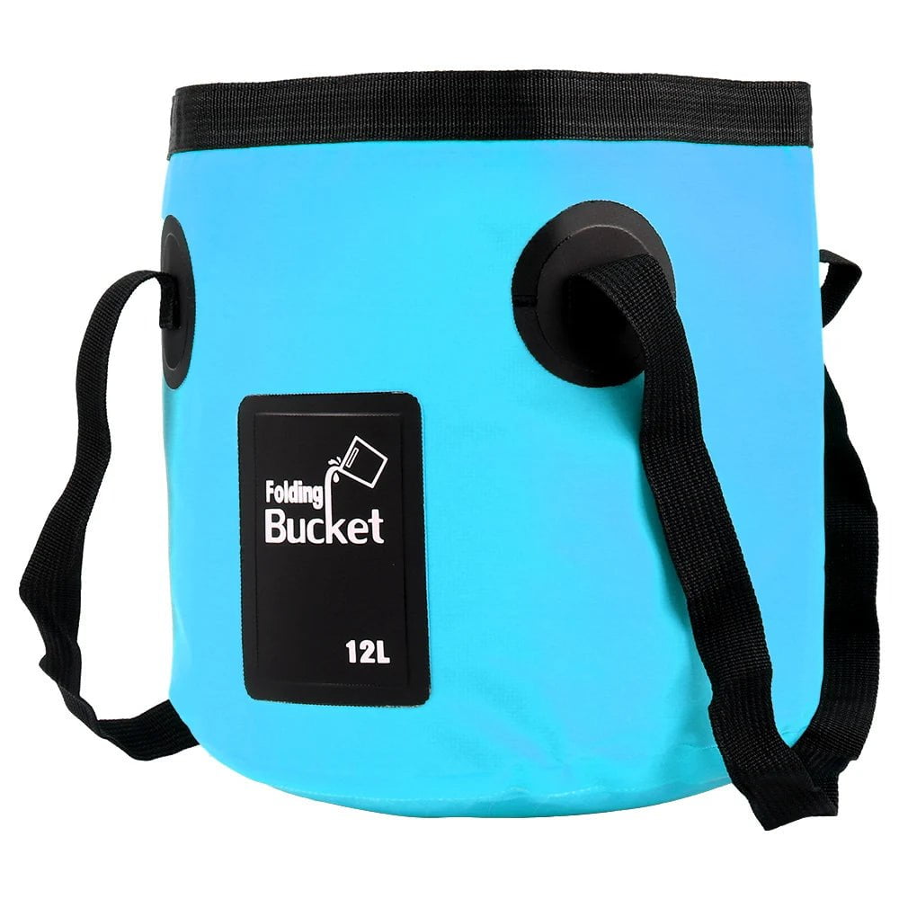 Folding Car Washer Bucket, 12L Capacity, Portable Blue