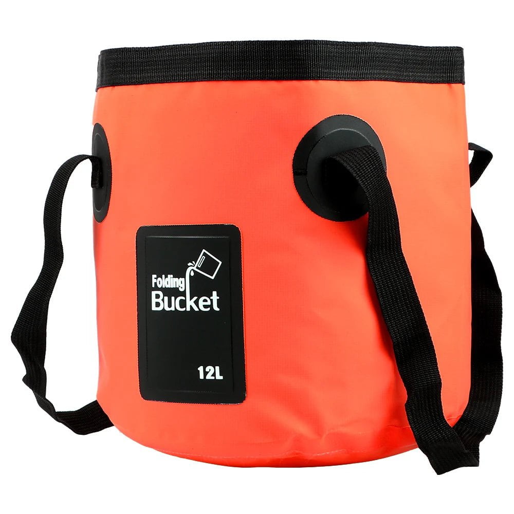 Folding Car Washer Bucket, 12L Capacity, Portable Orange
