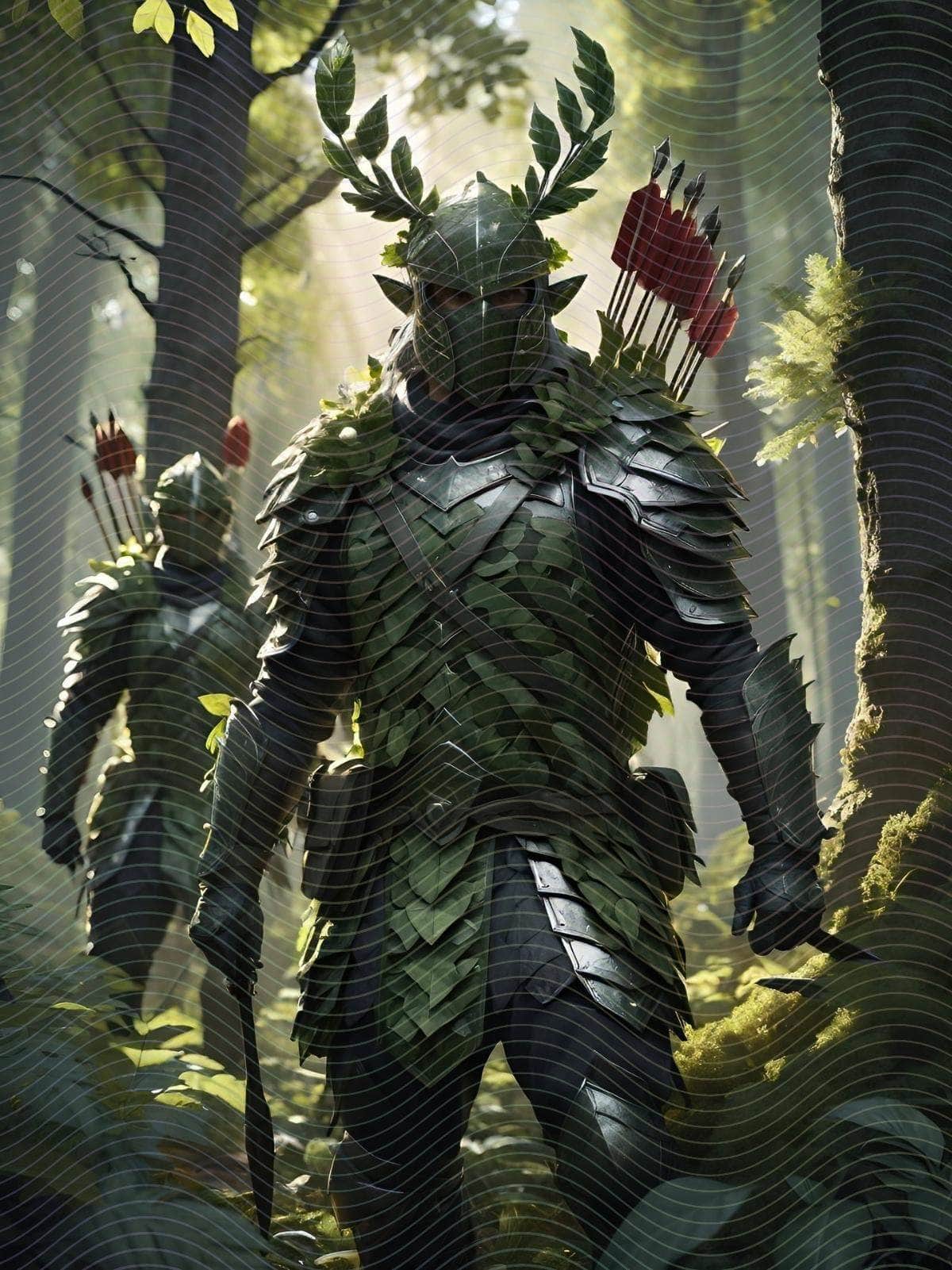 Forest Warriors Dressed in Leafy Camouflage