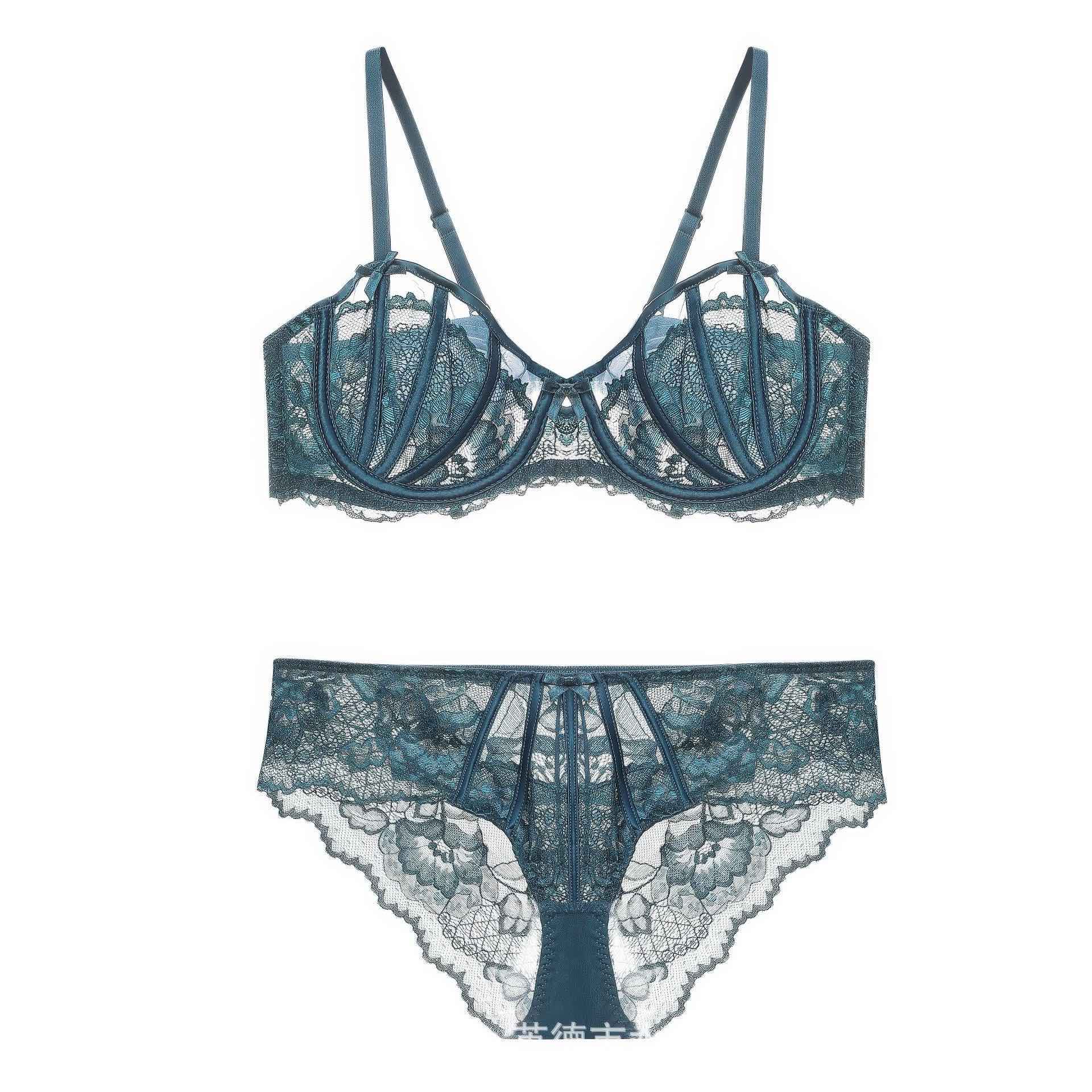 French Lace Floral Mesh Detailed Bra Panty Set
