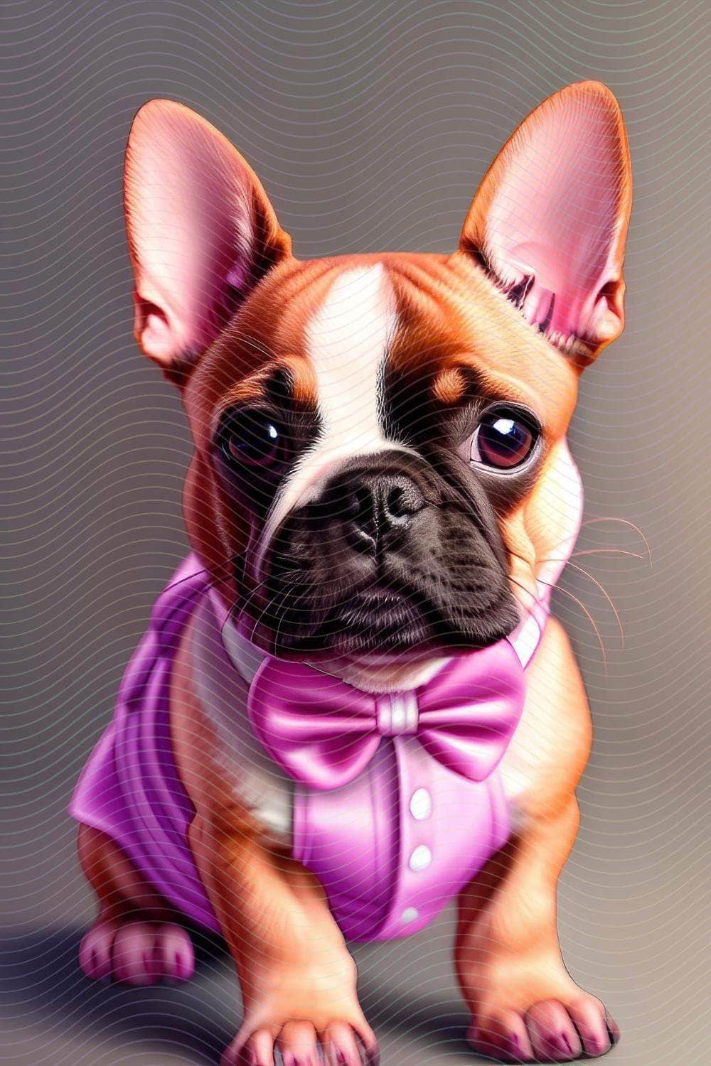French Terrier Puppy-Dapper Charm in Bow Tie Enhanced JPEG Collection