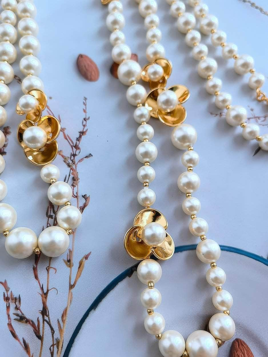 Fresh Water Pearl Gold Accented Necklace