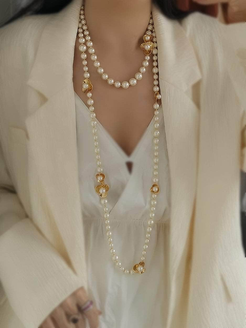 Fresh Water Pearl Gold Accented Necklace